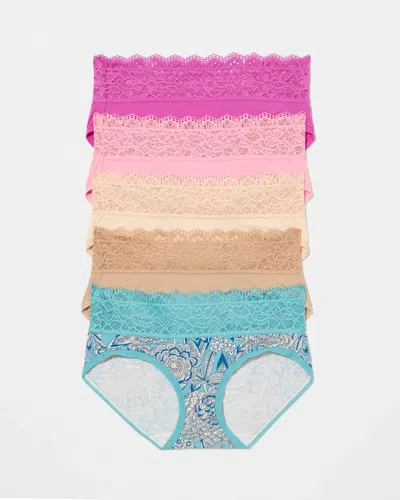 Soma 5-pack Women's Hipster Panty With Lace Size Medium |  In Sunset Botanica Multi Pk
