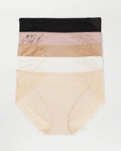 Soma 5-pack Women's Lace High-leg In Neutral Size Medium |  In Basic Multi Pack