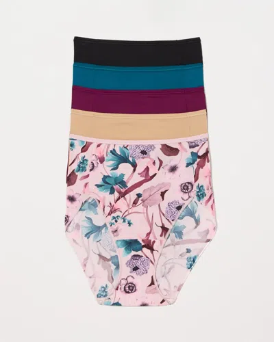 Soma 5-pack Women's Modern Brief No-show Panty Size Xs |  Vanishing Edge Panties In Florence Blooms Multi Pk