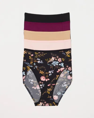 Soma 5-pack Women's Modern Brief No-show Panty Size Xs |  Vanishing Edge Panties In Windswept Floral Multi Pk