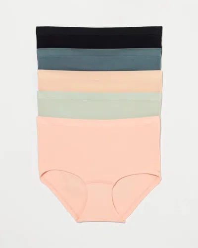 Soma 5-pack Women's Rib Boyshort Panty Size Small |  In Peach Belle Multi Pk