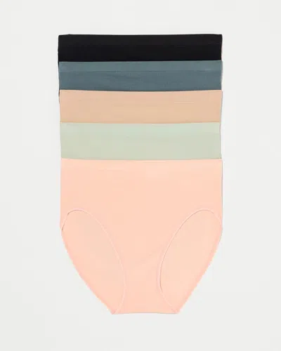 Soma 5-pack Women's Rib High-leg Panty Size Small |  In Peach Belle Multi Pk