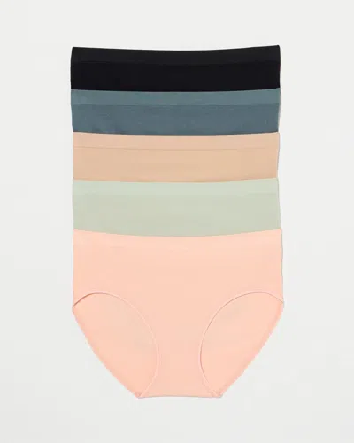 Soma 5-pack Women's Rib Hipster Panty Size Small |  In Peach Belle Multi Pk