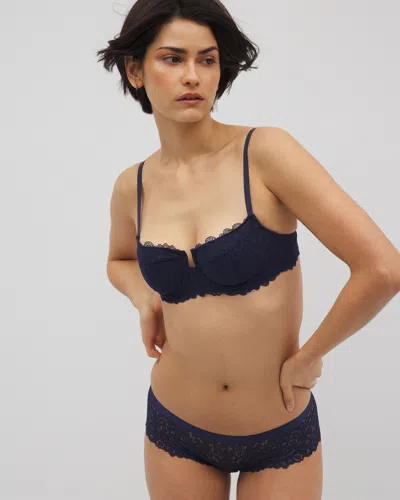 Soma Balconette Unlined Bra With Lace In Navy Blue Size 40dd In Nightfall Navy