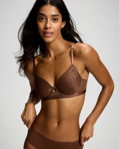 Soma Breathe Lightly Lined Smooth Lace Perfect Coverage T-shirt Bra In Brown Nude Size 32c |  Women's In Cinnamon Latte