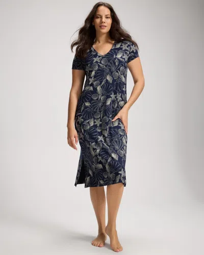 Soma Cool Nights Short Sleeve Long Nightgown In Blue
