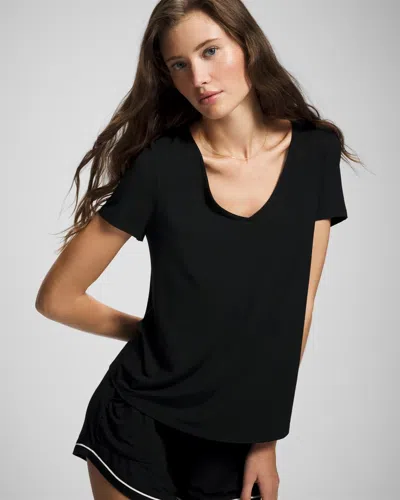 Soma Cool Nights Short Sleeve Pajama Tee In Black