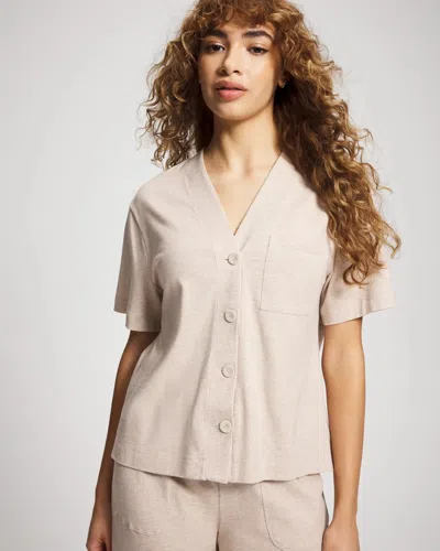 Soma Cotton Button-front Pajama Tee In Purple