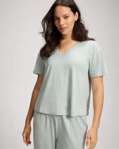 Soma Cotton Relaxed V-neck Short Sleeve Pajama Tee In Gray