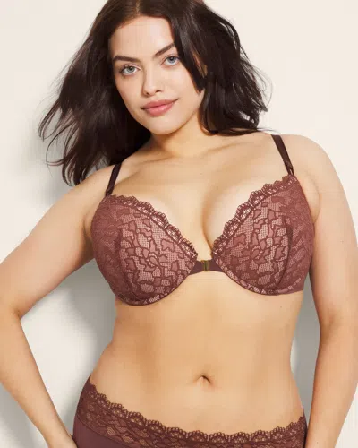 Soma Embraceable Push-up Front Close Bra With Lace In Brown Size 34b |  In Mocha