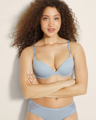 Soma Embraceable Push-up Plunge Bra In Blue Size 32c |  In Dusty Blue