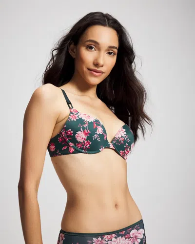 Soma Embraceable Push-up Plunge Bra In Green Size 32b |  Women's Bras In Cottage Floral Mini Green