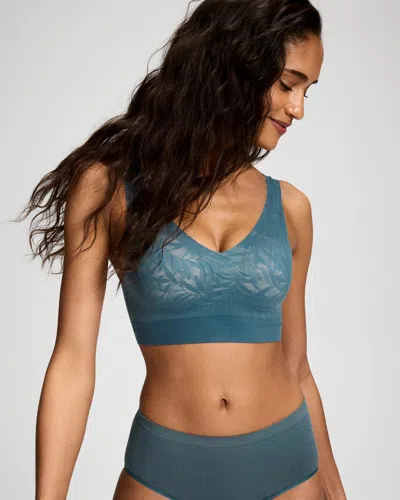 Soma Enbliss Lace Bralette In Blue Size Small |  Women's Bras In Lunar Stone