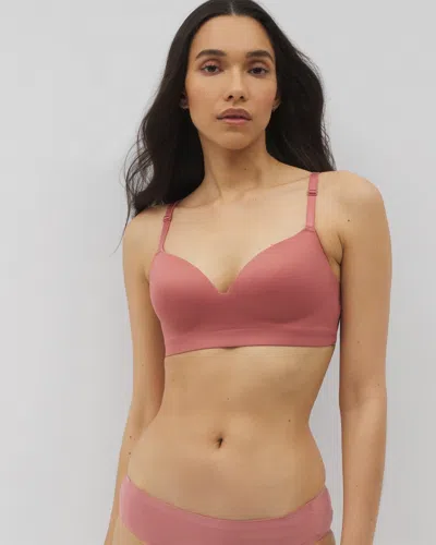 Soma Enbliss Luxe Wireless Bra With Lace Back In Pink Size 32dd |  Women's Bras In Clay Rose