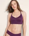Soma Enbliss Racerback Bralette With Lace Back In Purple Size Large |  In Blackberry Wine