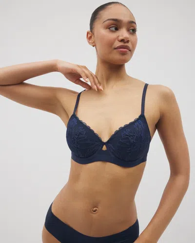 Soma Lightly Lined Perfect Coverage T-shirt Bra With Lace In Navy Blue Size 32c |  Women's Bras