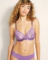 Soma Lightly Lined Perfect Coverage T-shirt Bra With Lace In Purple Size 32c |  In Purple Basil