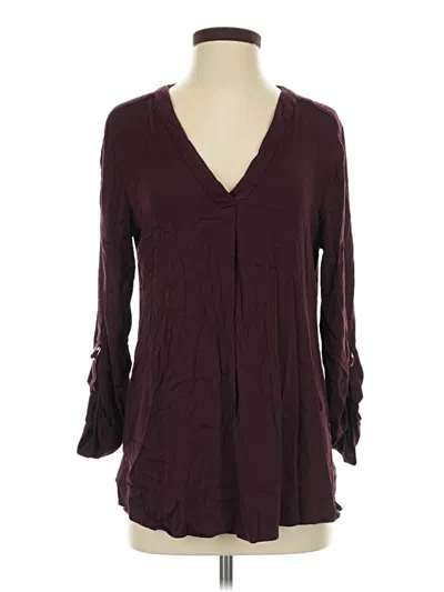 Pre-owned Soma Long Sleeve Blouse In Burgundy