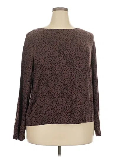 Pre-owned Soma Long Sleeve Top Brown Boatneck Tops
