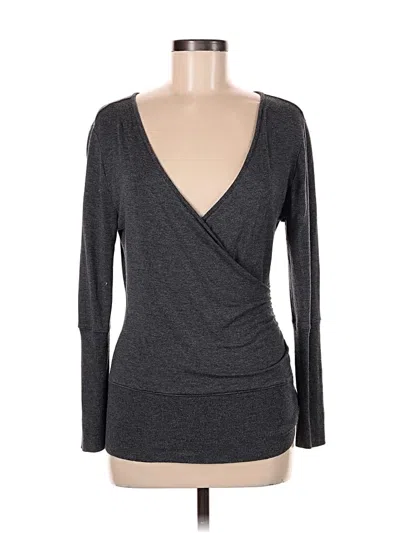 Pre-owned Soma Long Sleeve Top Gray Plunge Neckline Tops