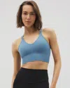 Soma Longline Sports Bra With Strappy Back In Blue Size Medium In Blue Heaven