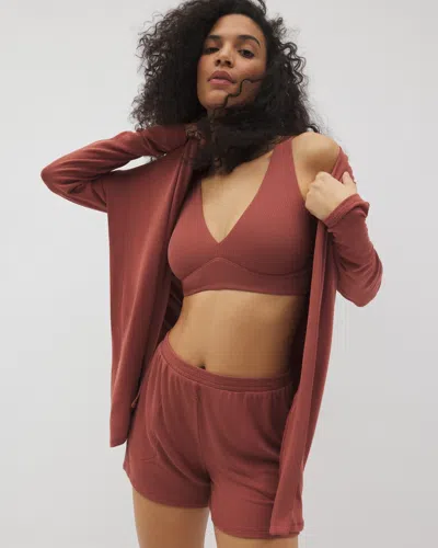 Soma Rib Knit Sleep Bralette In Neutral Size Xs |  Women's Bras In Spiced Mahogany