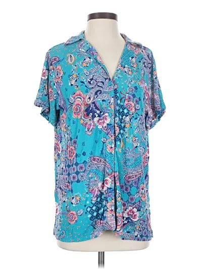 Pre-owned Soma Short Sleeve Blouse In Blue