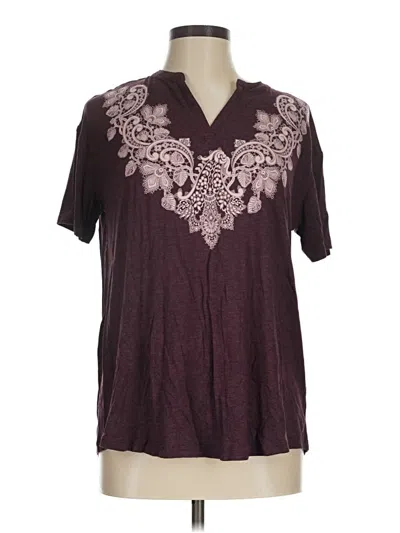 Pre-owned Soma Short Sleeve Henley Shirt In Burgundy