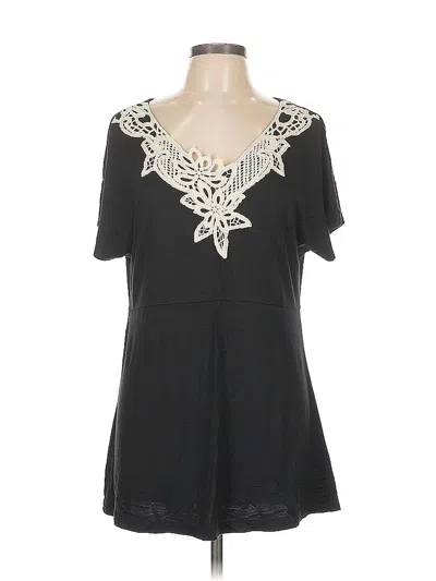 Pre-owned Soma Short Sleeve Top Black Sweetheart Neckline Tops