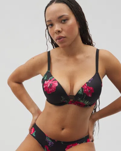 Soma Stunning Push-up Plunge Bra In Black Size 38d |  In Rhapsody Flora Mini Black