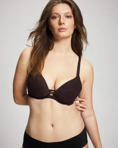 Soma Stunning Push-up Plunge Bra With Lace In Brown Size 32dd |  Women's Bras In Chocolate Plum
