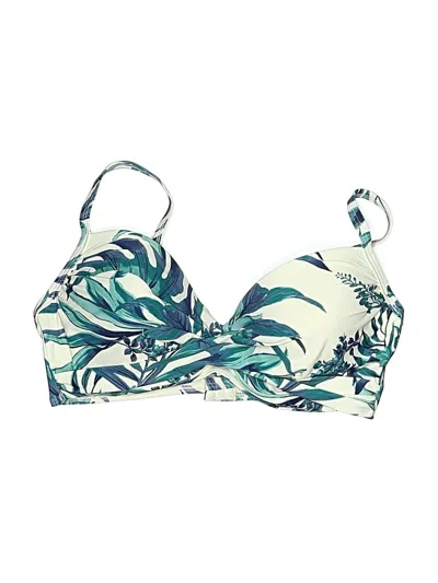 Pre-owned Soma Swimsuit Top Green Tropical Pattern Swimwear