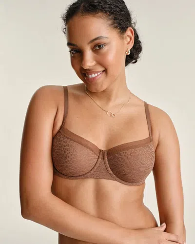Soma Unlined Balconette Bra With Stretch Lace In Brown Nude Size 32c |  Women's Bras In Cinnamon Latte