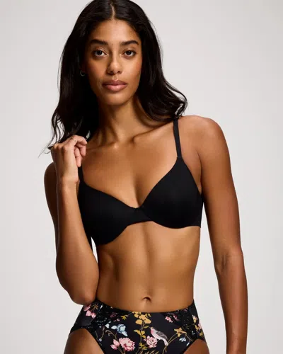 Soma Vanishing Unlined Perfect Coverage T-shirt Bra In Black
