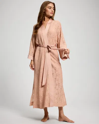Soma Women's Allover Lace Kimono Robe In Light Pink Size Small/medium |  Getting Ready Robe In Hush