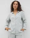 Soma Women's Beach Cotton Long Sleeve Button-up In Blue Size Small |