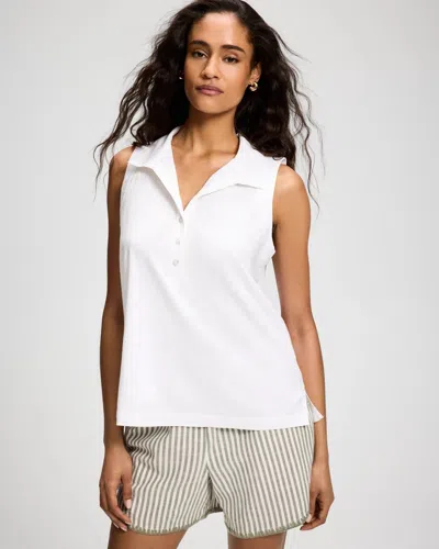 Soma Women's Beach Cotton Relaxed Sleeveless Button Up Henley Top In White Size Xs |