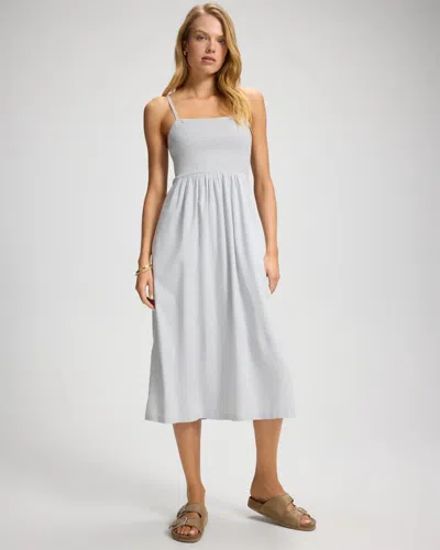 Soma Women's Beach Cotton Smocked Midi Dress In Gray Size Xs |  In Misty Sky Coconut Cd