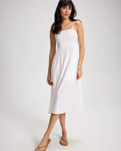 Soma Women's Beach Cotton Smocked Midi Dress In White Size Xs |