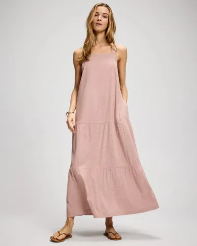 Soma Women's Beach Cotton Tiered Maxi Dress In Pink Size Xs |  In Twilight Rose Coconut Cd