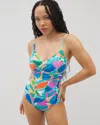 Soma Women's Beyond Control Captiva Island Draped V One-piece In Green Size 14 |  In Teal