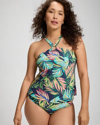 Soma Women's Beyond Control Color Spectrum High-neck Tankini Swim Top In Navy Blue Size 6 |  In Dark Navy