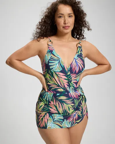 Soma Women's Beyond Control Color Spectrum Swim Dress In Navy Blue Size 8 |  In Dark Navy