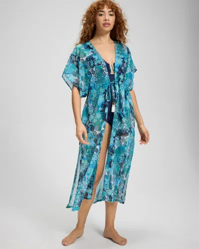 Soma Women's Beyond Control Gold Standard Long Swim Cover Up Dress In Green Size Medium |  In Glacial Green