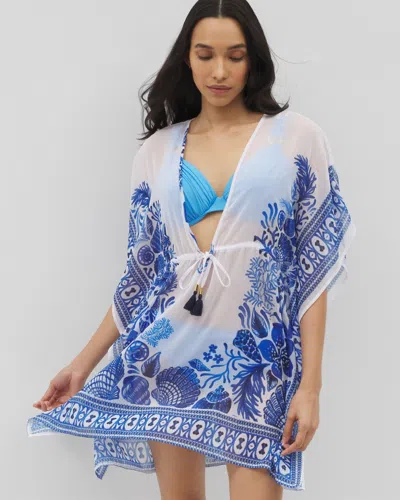 Soma Women's Beyond Control Sea Life Chiffon Caftan In White Size Large |  In White Multi