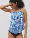 Soma Women's Beyond Control Sea Life High-neck Tankini Top In White Size 16 |  In White Multi