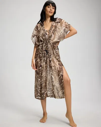 Soma Women's Beyond Control Wild Cat Chiffon Cover Up Dress Size Medium |  In Multicolor