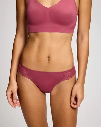 Soma Women's Bikini No-show Panty With Lace In Pink Size Xs |  Vanishing Edge Panties In Rose Flair
