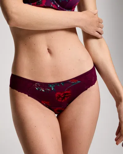Soma Women's Bikini Panty With Perfect Lace In Purple Size Xs |  In Scarlet Botanica M Plum