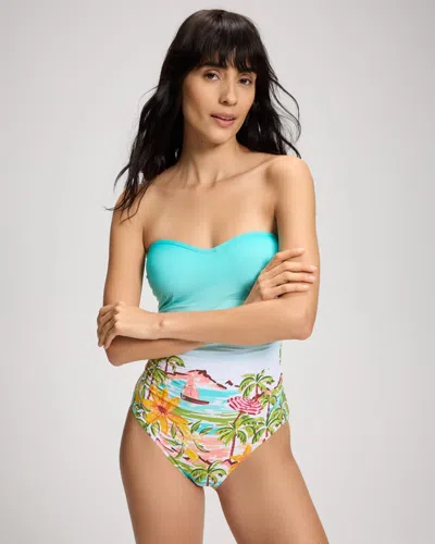 Soma Women's Bleu Rod Beattie Ciao Capri Shirred Bandeau One-piece Swimsuit In Blue Size 6 |  In Cool